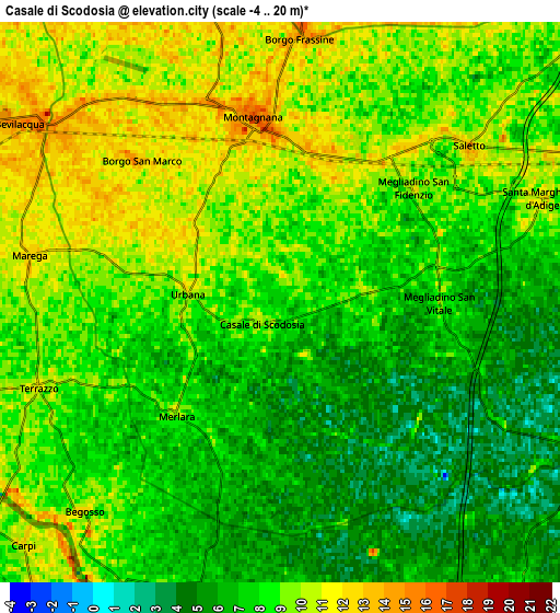 Zoom OUT 2x Casale di Scodosia, Italy elevation map