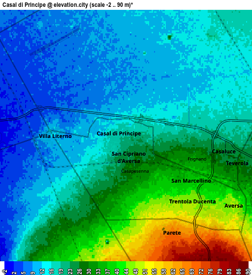 Zoom OUT 2x Casal di Principe, Italy elevation map