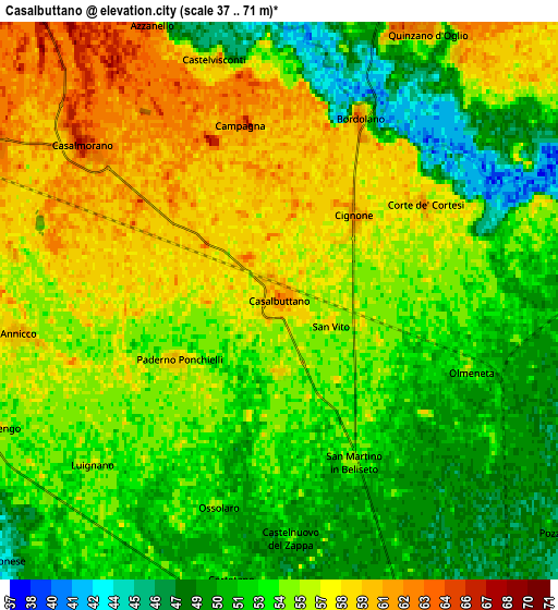 Zoom OUT 2x Casalbuttano, Italy elevation map