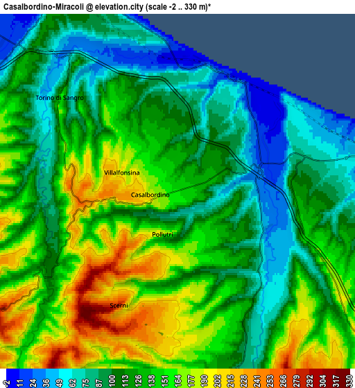 Zoom OUT 2x Casalbordino-Miracoli, Italy elevation map