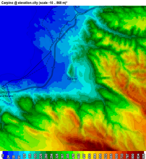 Zoom OUT 2x Carpino, Italy elevation map