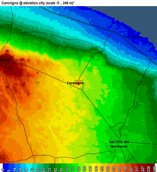Zoom OUT 2x Carovigno, Italy elevation map