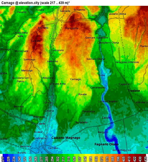 Zoom OUT 2x Carnago, Italy elevation map