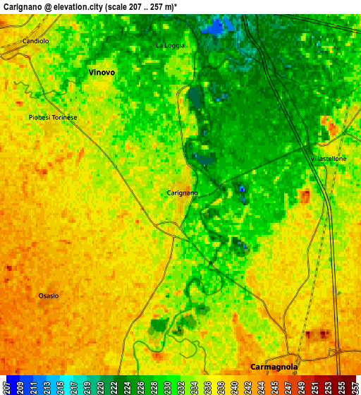 Zoom OUT 2x Carignano, Italy elevation map