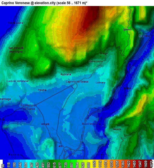 Zoom OUT 2x Caprino Veronese, Italy elevation map