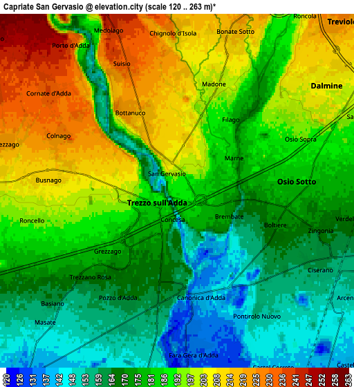 Zoom OUT 2x Capriate San Gervasio, Italy elevation map