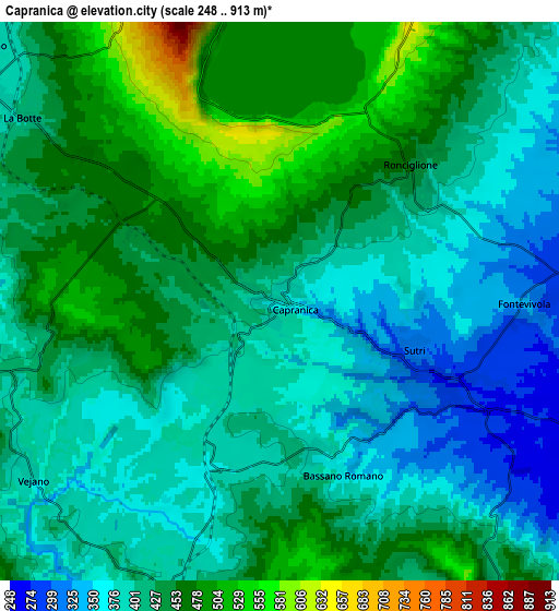 Zoom OUT 2x Capranica, Italy elevation map