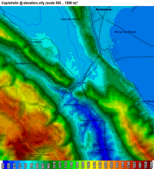 Zoom OUT 2x Capistrello, Italy elevation map