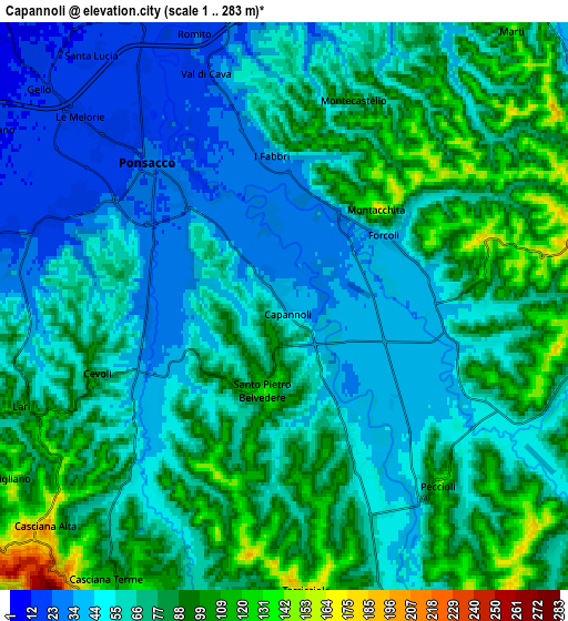 Zoom OUT 2x Capannoli, Italy elevation map