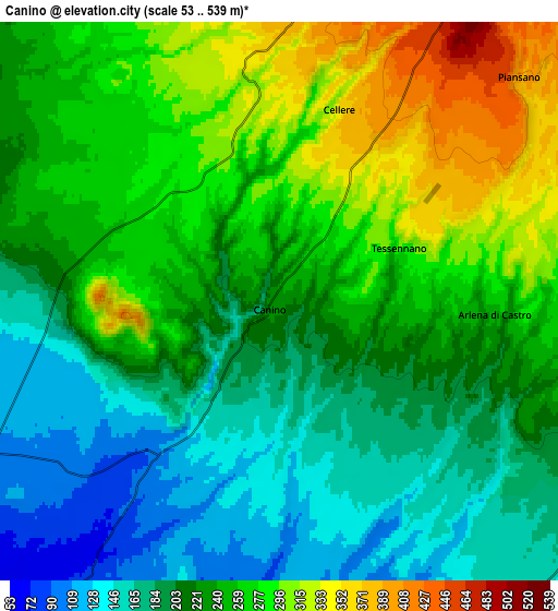 Zoom OUT 2x Canino, Italy elevation map