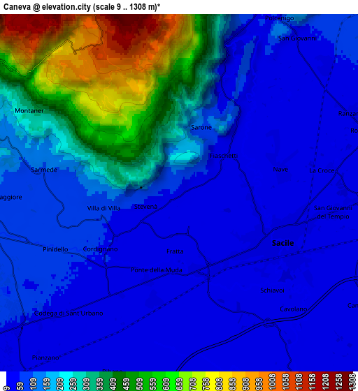 Zoom OUT 2x Caneva, Italy elevation map