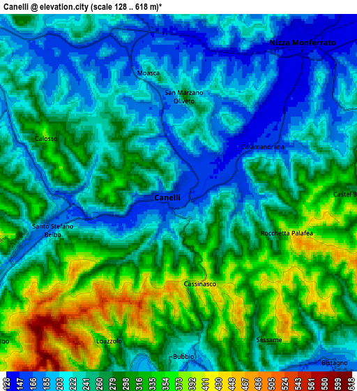 Zoom OUT 2x Canelli, Italy elevation map