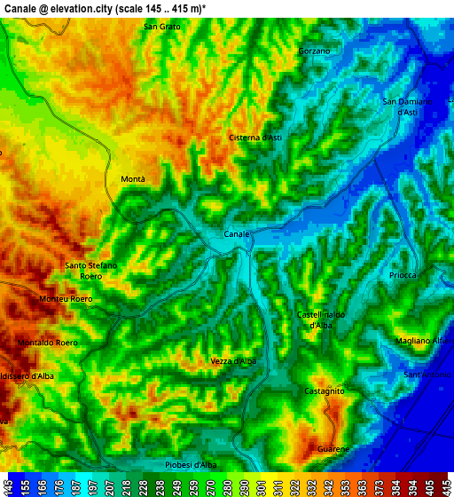 Zoom OUT 2x Canale, Italy elevation map