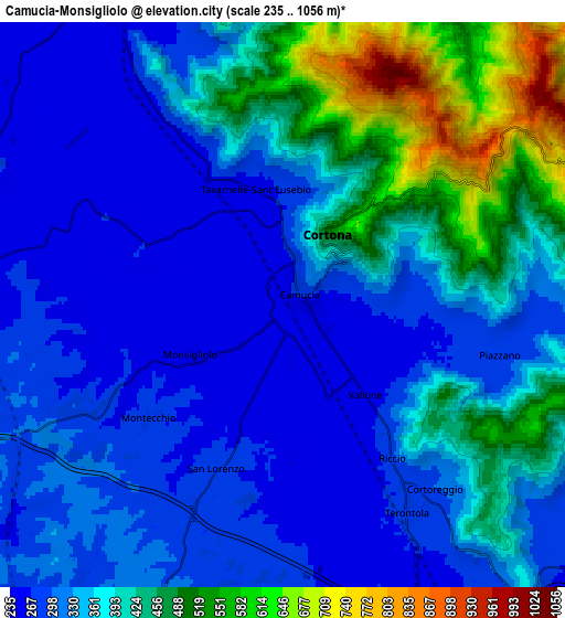 Zoom OUT 2x Camucia-Monsigliolo, Italy elevation map