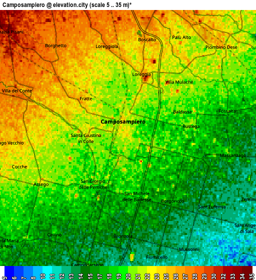 Zoom OUT 2x Camposampiero, Italy elevation map