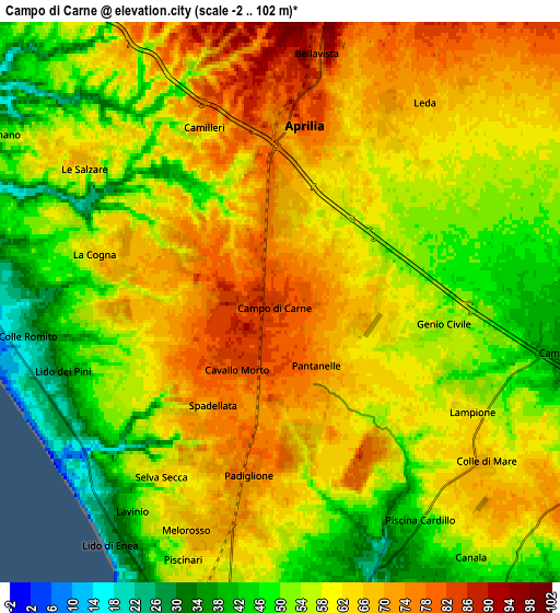 Zoom OUT 2x Campo di Carne, Italy elevation map