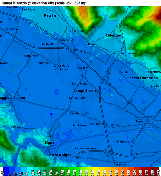 Zoom OUT 2x Campi Bisenzio, Italy elevation map