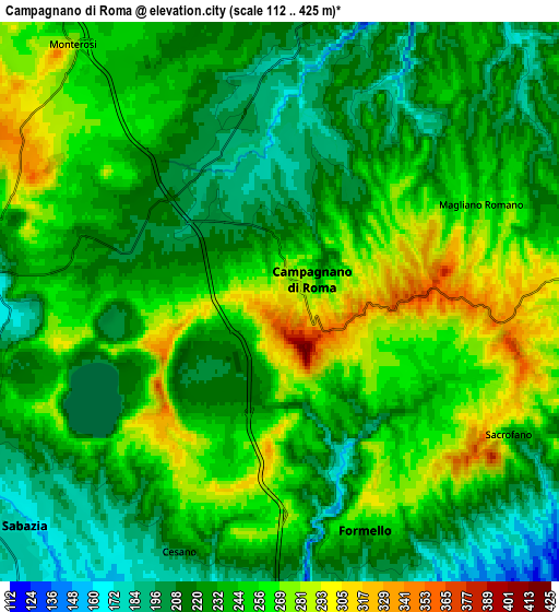 Zoom OUT 2x Campagnano di Roma, Italy elevation map