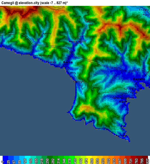 Zoom OUT 2x Camogli, Italy elevation map