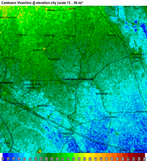 Zoom OUT 2x Camisano Vicentino, Italy elevation map