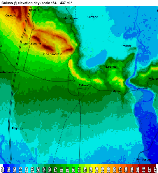 Zoom OUT 2x Caluso, Italy elevation map