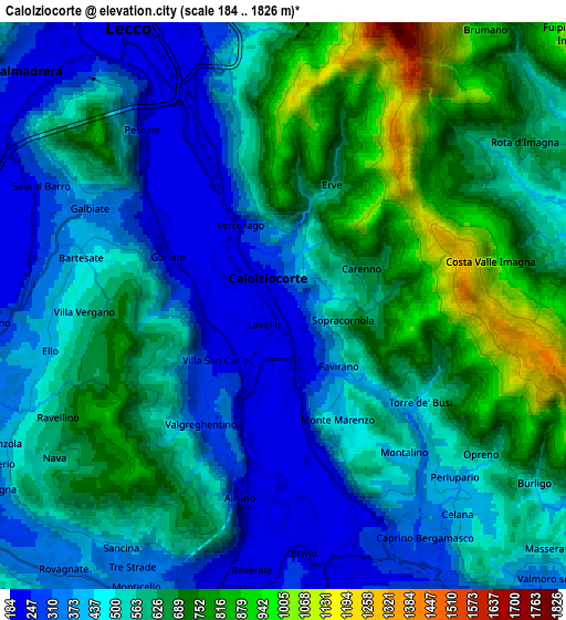 Zoom OUT 2x Calolziocorte, Italy elevation map