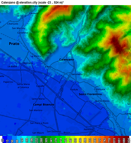 Zoom OUT 2x Calenzano, Italy elevation map