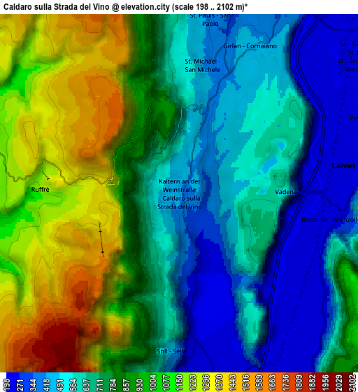 Zoom OUT 2x Caldaro sulla Strada del Vino, Italy elevation map