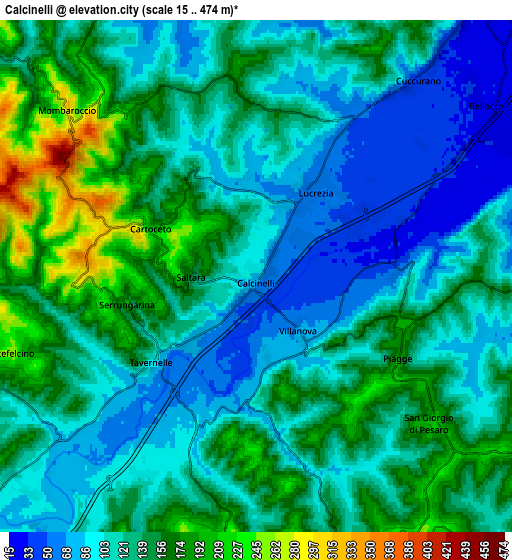 Zoom OUT 2x Calcinelli, Italy elevation map