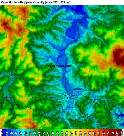 Zoom OUT 2x Cairo Montenotte, Italy elevation map