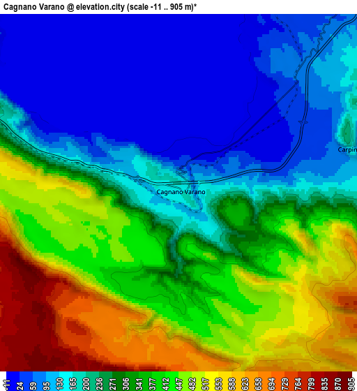 Zoom OUT 2x Cagnano Varano, Italy elevation map