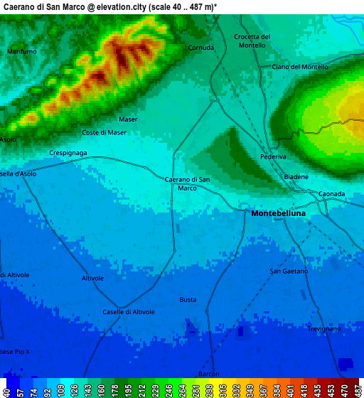 Zoom OUT 2x Caerano di San Marco, Italy elevation map