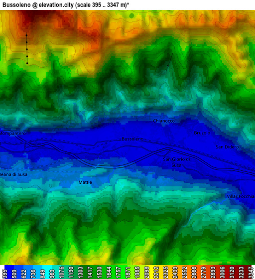 Zoom OUT 2x Bussoleno, Italy elevation map