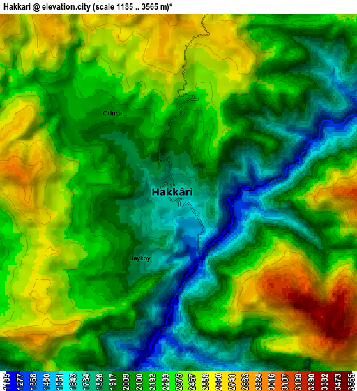 Zoom OUT 2x Hakkâri, Turkey elevation map