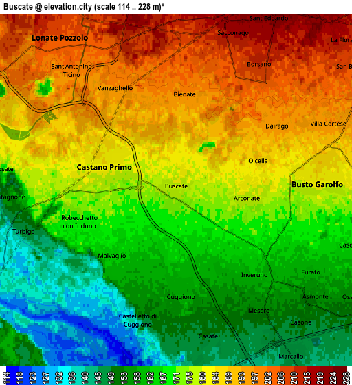 Zoom OUT 2x Buscate, Italy elevation map