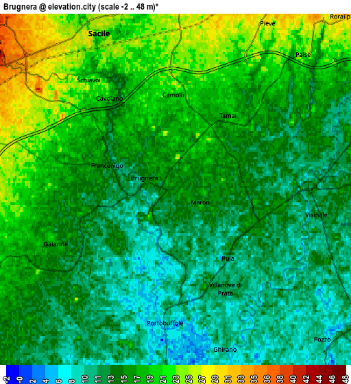 Zoom OUT 2x Brugnera, Italy elevation map