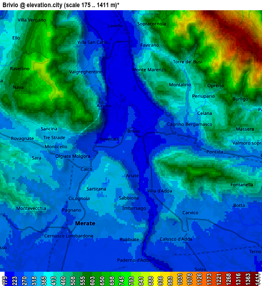 Zoom OUT 2x Brivio, Italy elevation map