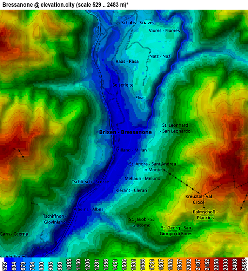 Zoom OUT 2x Bressanone, Italy elevation map