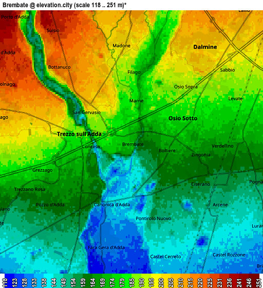 Zoom OUT 2x Brembate, Italy elevation map