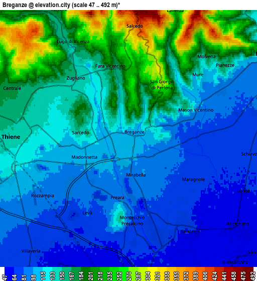 Zoom OUT 2x Breganze, Italy elevation map