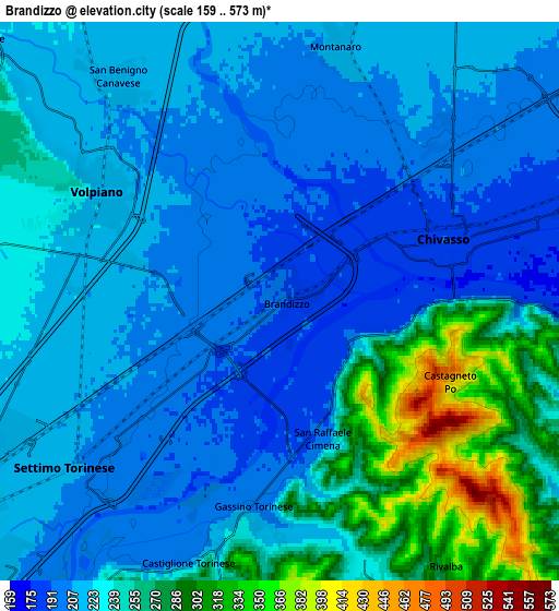 Zoom OUT 2x Brandizzo, Italy elevation map