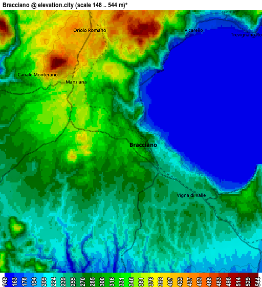 Zoom OUT 2x Bracciano, Italy elevation map