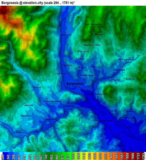 Zoom OUT 2x Borgosesia, Italy elevation map