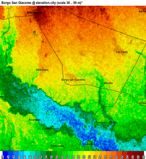 Zoom OUT 2x Borgo San Giacomo, Italy elevation map