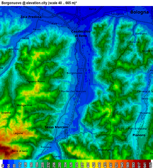 Zoom OUT 2x Borgonuovo, Italy elevation map