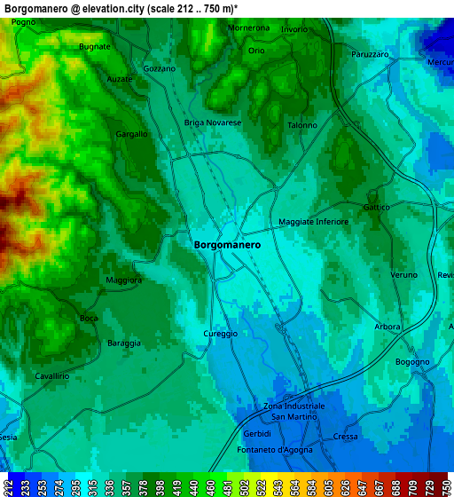 Zoom OUT 2x Borgomanero, Italy elevation map