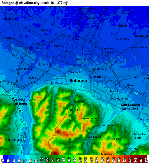 Zoom OUT 2x Bologna, Italy elevation map