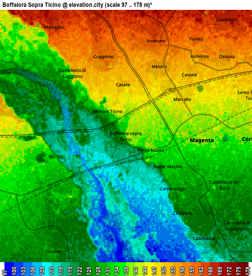 Zoom OUT 2x Boffalora Sopra Ticino, Italy elevation map