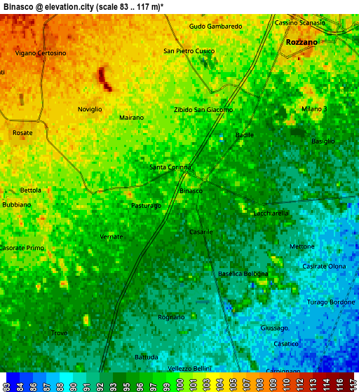 Zoom OUT 2x Binasco, Italy elevation map