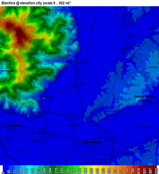 Zoom OUT 2x Bientina, Italy elevation map